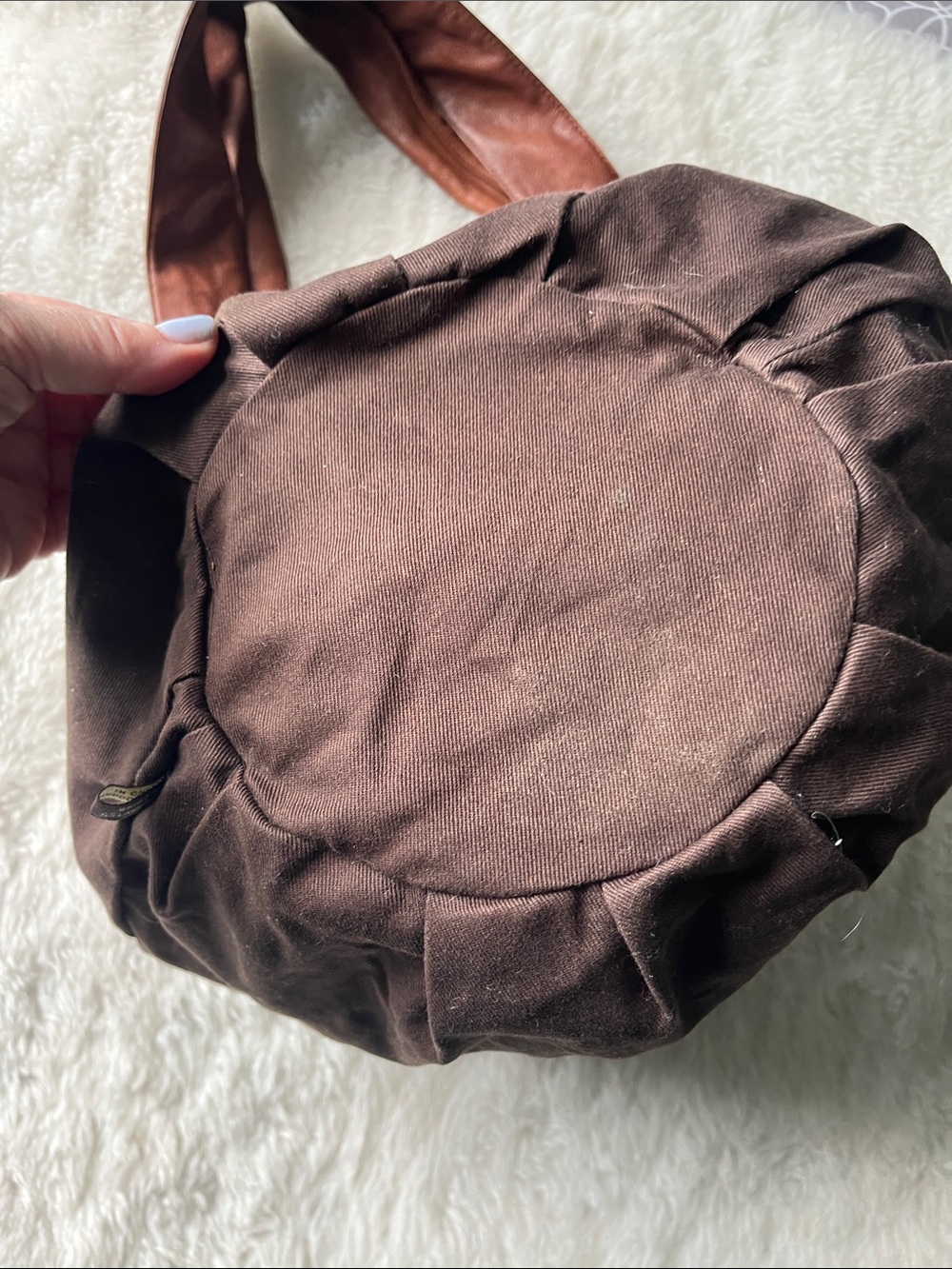 Kooba Devin tie front chestnut leather hobo bucket bag EUC - Picture 12 of 17